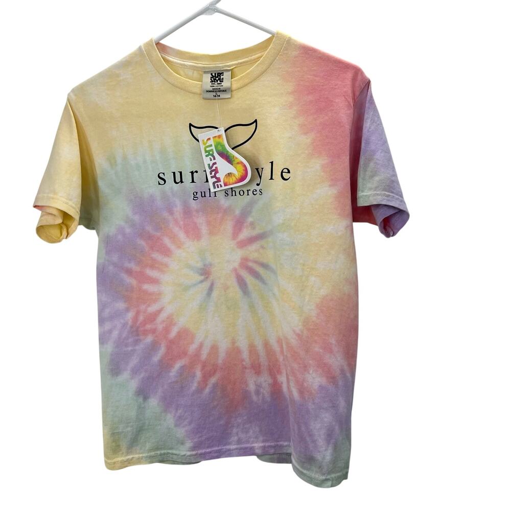 Surf Style Gulf Shores Alabama Tie Dye T Shirt L 14-16 Youth Pastel Beach NWT